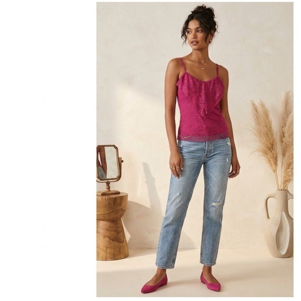 Charlotteā Russe Lace Cami Ruffle Blouse Shirt Top